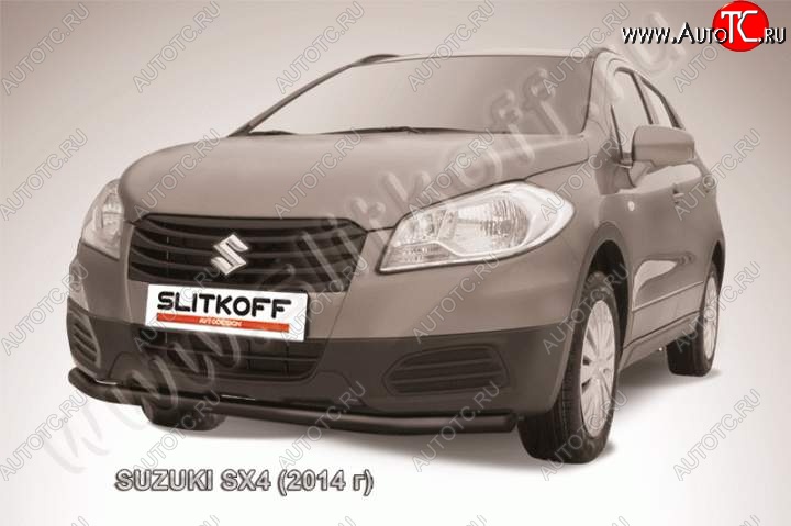 6 999 р. защита переднего бампера Slitkoff Suzuki SX4 JYB, JYA хэтчбэк дорестайлинг (2013-2016) (Цвет: серебристый)  с доставкой в г. Чебоксары
