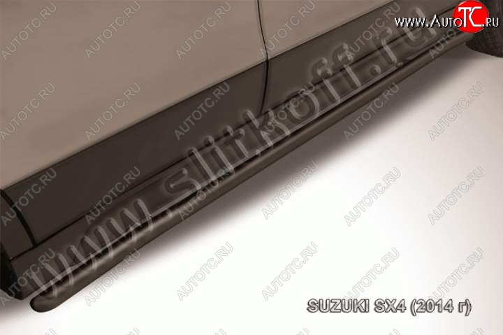 8 999 р. Защита порогов Slitkoff  Suzuki SX4  JYB, JYA (2013-2016) хэтчбэк дорестайлинг (Цвет: серебристый)  с доставкой в г. Чебоксары
