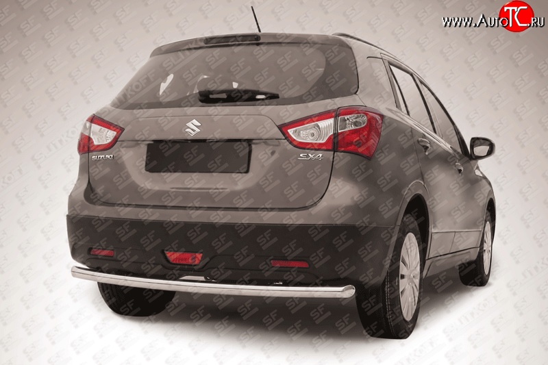 10 849 р. Одинарная защита заднего бампера из трубы диаметром 57 мм Slitkoff  Suzuki SX4  JYB, JYA (2013-2016) хэтчбэк дорестайлинг (Цвет: нержавеющая полированная сталь)  с доставкой в г. Чебоксары