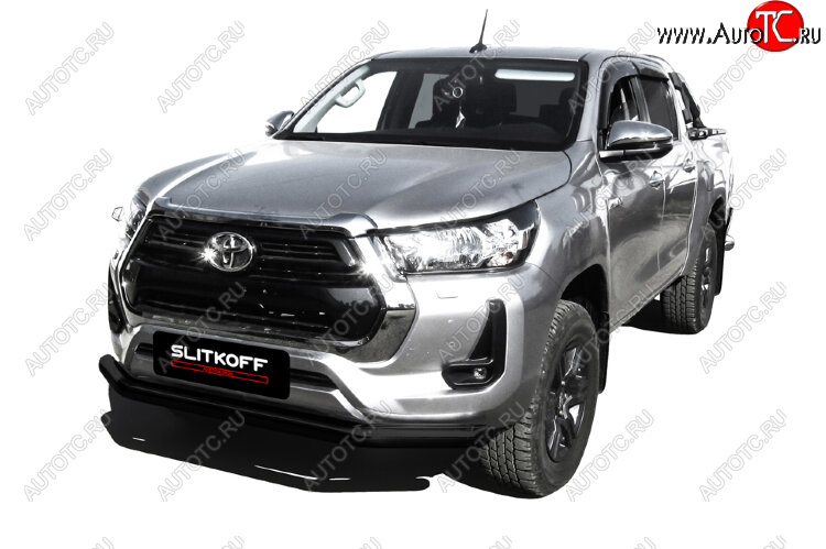 13 449 р. Защита переднего бампера Slitkoff (Ø 76 мм). Toyota Hilux AN120 1-ый рестайлинг (2017-2020) (Сталь с полимерным покрытием. Цвет: черный)  с доставкой в г. Чебоксары