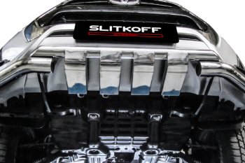 24 649 р. Защита переднего бампера Slitkoff (Ø 76+Ø 57, двойная с профильной ЗК). Toyota Hilux AN120 1-ый рестайлинг (2017-2020)  с доставкой в г. Чебоксары. Увеличить фотографию 4