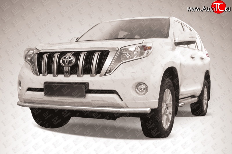 14 799 р. Одинарная защита переднего бампера из трубы диаметром 57 мм Slitkoff  Toyota Land Cruiser Prado  J150 (2013-2017) 1-ый рестайлинг (Цвет: нержавеющая полированная сталь)  с доставкой в г. Чебоксары