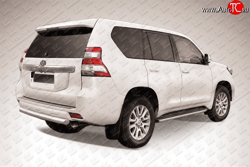 13 849 р. Защита заднего бампера из короткой трубы диаметром 76 мм Slitkoff  Toyota Land Cruiser Prado  J150 (2013-2017) 1-ый рестайлинг (Цвет: нержавеющая полированная сталь)  с доставкой в г. Чебоксары