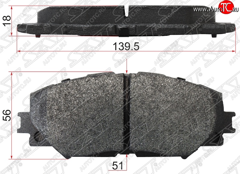 699 р. Колодки тормозные SAT (передние, 139.5x56x18) Toyota Corolla E180 дорестайлинг (2013-2016)  с доставкой в г. Чебоксары