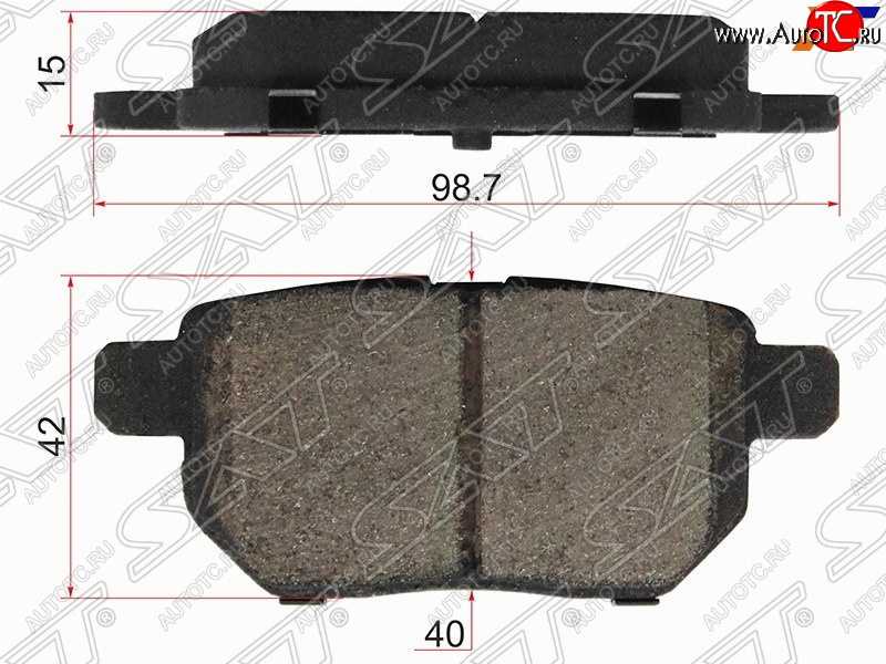 499 р. Колодки тормозные задние SAT Toyota Auris E150 хэтчбэк 5 дв. дорестайлинг (2006-2010)  с доставкой в г. Чебоксары