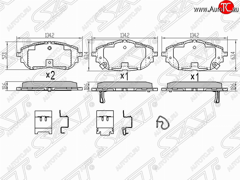 1 069 р. Колодки тормозные (передние) SAT Toyota Auris E180 хэтчбэк 5 дв. дорестайлинг (2012-2016)  с доставкой в г. Чебоксары