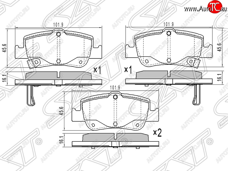 539 р. Колодки тормозные SAT (задние) Toyota Corolla E180 дорестайлинг (2013-2016)  с доставкой в г. Чебоксары