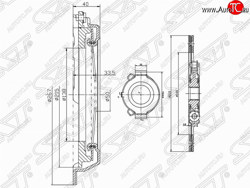 6 199 р. Комплект сцепления (1.6, 1.8, 4AFE, 7AFE, 1ZZ-FE) SAT Toyota Corolla Verso Е120 (2001-2004)  с доставкой в г. Чебоксары
