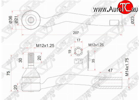 859 р. Правый наконечник рулевой тяги SAT Toyota Avensis T220 седан рестайлинг (2000-2003)  с доставкой в г. Чебоксары