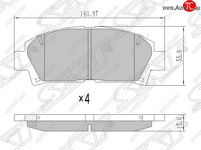 939 р. Колодки тормозные SAT (передние) Toyota Avensis T220 седан рестайлинг (2000-2003)  с доставкой в г. Чебоксары