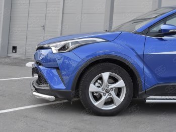 17 699 р. Защита переднего бампера (2 трубы Ø63 и 42 мм, нержавейка) SLITKOFF  Toyota C-HR  NGX10, ZGX10 (2016-2019) дорестайлинг  с доставкой в г. Чебоксары. Увеличить фотографию 3