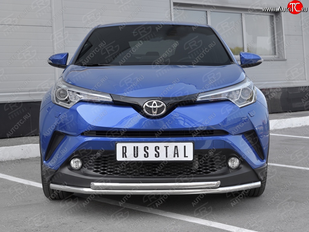16 999 р. Защита переднего бампера (2 трубы Ø42 мм, нержавейка) SLITKOFF  Toyota C-HR  NGX10, ZGX10 (2016-2019) дорестайлинг  с доставкой в г. Чебоксары