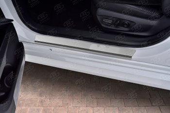 1 889 р. Накладки порожков салона Russtal Toyota Camry XV70 дорестайлинг (2017-2021) (нержавейка полированная)  с доставкой в г. Чебоксары. Увеличить фотографию 2