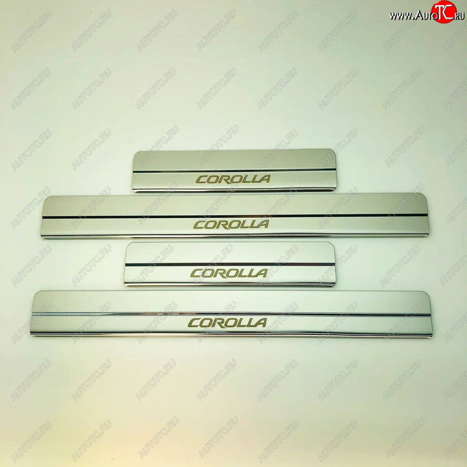 2 199 р. Накладки порожков салона INOX Toyota Corolla E210 хэтчбэк 5 дв. дорестайлинг (2018-2022) (Нержавеющая сталь)  с доставкой в г. Чебоксары
