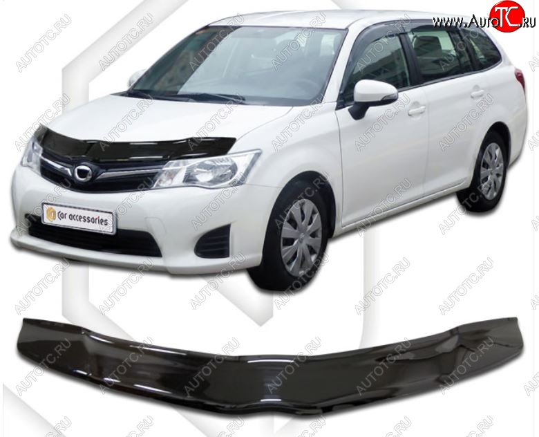 2 199 р. Дефлектор капота CA-Plastiс Toyota Corolla Fielder E160 универсал дорестайлинг (2012-2015) (Classic черный, Без надписи)  с доставкой в г. Чебоксары
