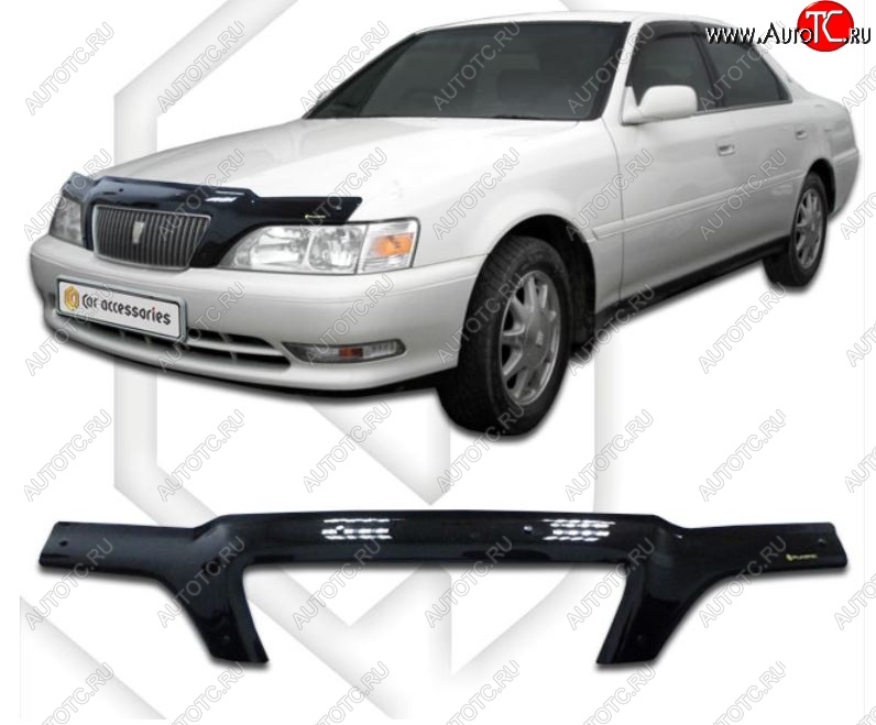 2 299 р. Дефлектор капота CA-Plastiс Toyota Cresta X100 дорестайлинг (1996-1998) (Classic черный, Без надписи)  с доставкой в г. Чебоксары