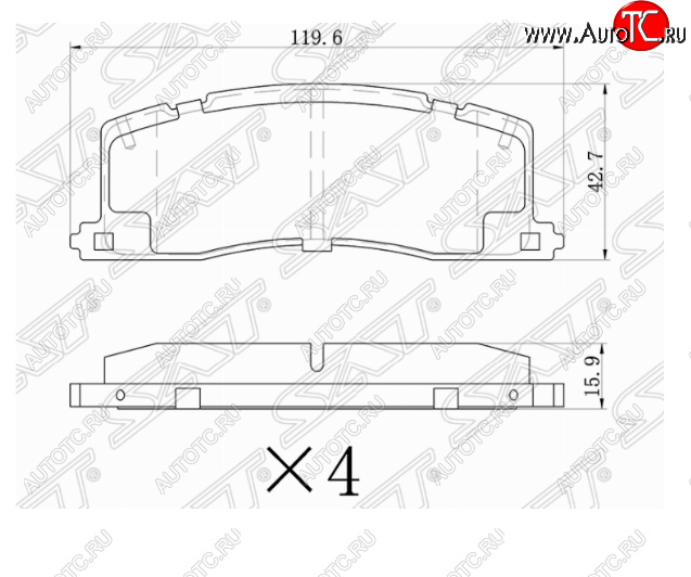 919 р. Комплект задних тормозных колодок SAT Toyota Estima XR10,XR20 (1990-1999)  с доставкой в г. Чебоксары