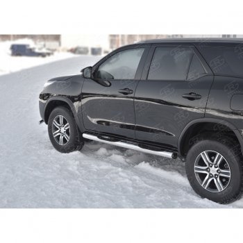 22 549 р. Пороги труба d76 с накладкой (v2) SLITKOFF Toyota Fortuner AN160 рестайлинг (2020-2025)  с доставкой в г. Чебоксары. Увеличить фотографию 2