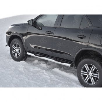22 549 р. Пороги труба d76 с накладкой (v2) SLITKOFF Toyota Fortuner AN160 рестайлинг (2020-2025)  с доставкой в г. Чебоксары. Увеличить фотографию 3