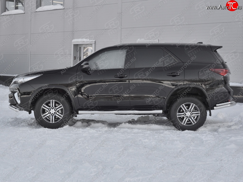 22 549 р. Пороги труба d76 с накладкой (v2) SLITKOFF Toyota Fortuner AN160 рестайлинг (2020-2025)  с доставкой в г. Чебоксары
