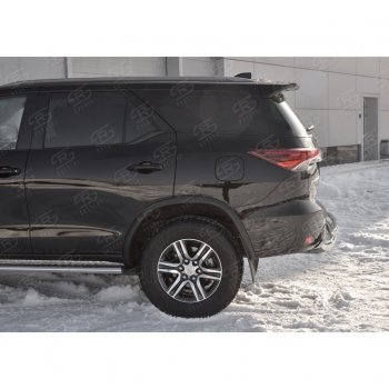 22 499 р. Защита заднего бампера (2 трубы Ø76х42 мм, нержавейка) SLITKOFF Toyota Fortuner AN160 дорестайлинг (2015-2020)  с доставкой в г. Чебоксары. Увеличить фотографию 3