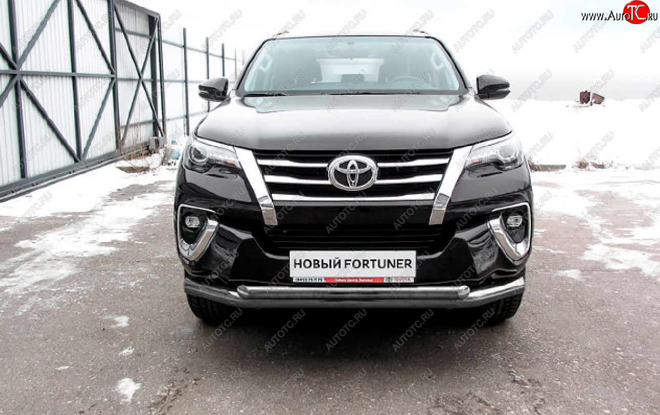 15 899 р. Защита переднего бампера Slitkoff (Ø 76+Ø 57 мм, двойная).  Toyota Fortuner  AN160 (2015-2020) дорестайлинг (Сталь с полимерным покрытием. Цвет: серебристый)  с доставкой в г. Чебоксары