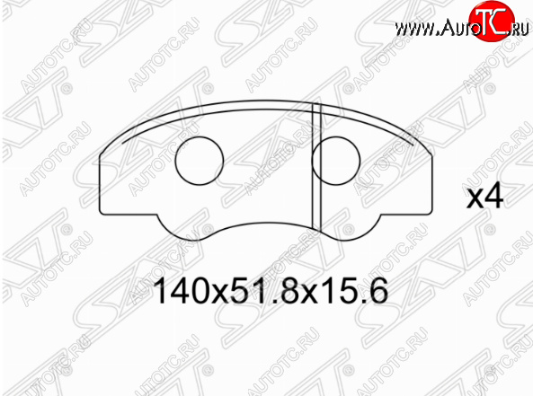 1 149 р. Комплект задних тормозных колодок SAT Toyota Fortuner AN160 дорестайлинг (2015-2020)  с доставкой в г. Чебоксары
