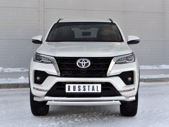 19 799 р. Защита переднего бампера (2 трубы Ø63 и 75х42 мм, нержавейка) Russtal Toyota Fortuner AN160 рестайлинг (2020-2025)  с доставкой в г. Чебоксары. Увеличить фотографию 2