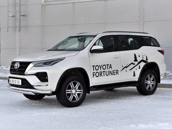 19 799 р. Защита переднего бампера (2 трубы Ø63 и 75х42 мм, нержавейка) Russtal Toyota Fortuner AN160 рестайлинг (2020-2025)  с доставкой в г. Чебоксары. Увеличить фотографию 4