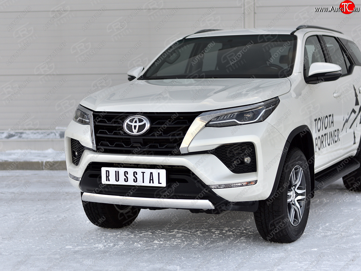 14 499 р. Защита переднего бампера (Ø75х42 мм, нержавейка) Russtal Toyota Fortuner AN160 рестайлинг (2020-2025)  с доставкой в г. Чебоксары
