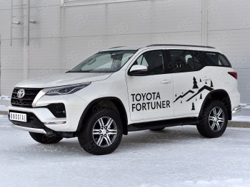 14 499 р. Защита переднего бампера (Ø75х42 мм, нержавейка) Russtal Toyota Fortuner AN160 рестайлинг (2020-2025)  с доставкой в г. Чебоксары. Увеличить фотографию 3