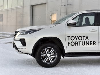 14 499 р. Защита переднего бампера (Ø75х42 мм, нержавейка) Russtal Toyota Fortuner AN160 рестайлинг (2020-2025)  с доставкой в г. Чебоксары. Увеличить фотографию 4