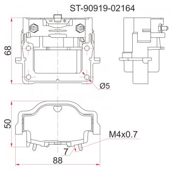 Катушка зажигания (1RZ / 2RZ) SAT Toyota Hiace  H100 (1989-2004) минивэн дорестайлинг (Япония), минивэн 1-ый рестайлинг (Япония), минивэн (Япония)  2-ой рестайлинг
