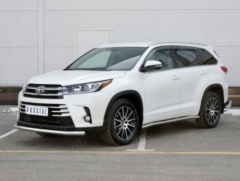 17 999 р. Одинарная защита переднего бампера диаметром 63 мм SLITKOFF  Toyota Highlander  XU50 (2013-2017) дорестайлинг  с доставкой в г. Чебоксары. Увеличить фотографию 2