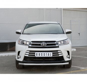 17 999 р. Одинарная защита переднего бампера диаметром 63 мм SLITKOFF  Toyota Highlander  XU50 (2013-2017) дорестайлинг  с доставкой в г. Чебоксары. Увеличить фотографию 3