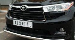 16 999 р. Одинарная защита переднего бампера диаметром 63 мм SLITKOFF  Toyota Highlander  XU50 (2013-2017) дорестайлинг  с доставкой в г. Чебоксары. Увеличить фотографию 3