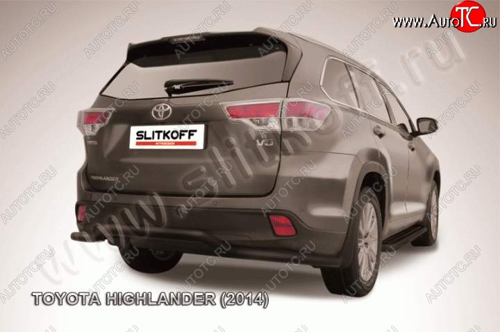 10 999 р. Защита задняя Slitkoff  Toyota Highlander  XU50 (2013-2017) дорестайлинг (Цвет: серебристый)  с доставкой в г. Чебоксары