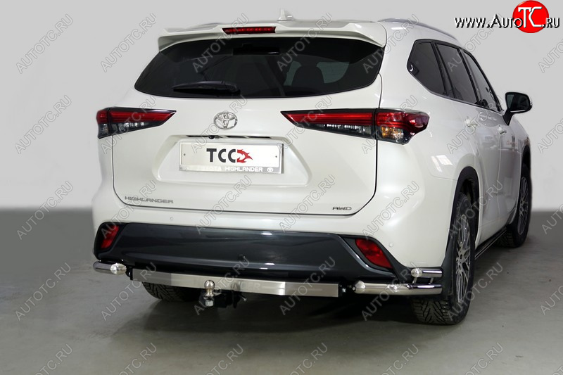 24 749 р. Защита заднего бампера (уголки двойные) ТСС 60,3/42,4 мм Toyota Highlander XU70 (2020-2025)  с доставкой в г. Чебоксары