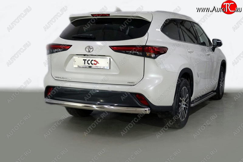 23 899 р. Защита заднего бампера (овальная) ТСС (нержавейка d75х42 мм) Toyota Highlander XU70 (2020-2025)  с доставкой в г. Чебоксары