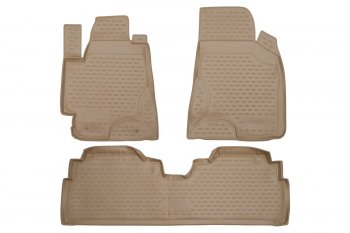 Коврики в салон Element 3 шт. (полиуретан) Toyota Highlander  XU20 - Kluger  XU20 (Цвет: бежевый)