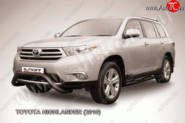 22 649 р. Кенгурятник d76 низкий мини чернаый  Toyota Highlander  XU40 (2010-2013) рестайлинг (Цвет: серебристый)  с доставкой в г. Чебоксары