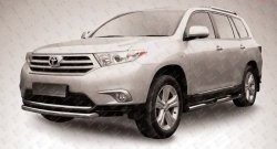 Защита переднего бампера из короткой трубы диаметром 57 мм Slitkoff Toyota Highlander  XU40 (2010-2013) рестайлинг