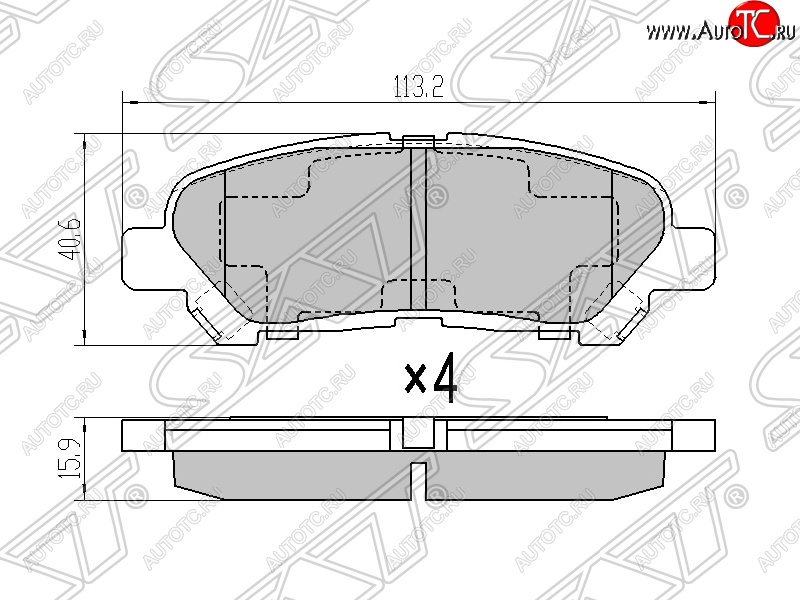 639 р. Колодки тормозные SAT (задние) Toyota Highlander XU40 дорестайлинг (2007-2010)  с доставкой в г. Чебоксары