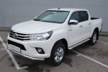 22 999 р. Широкая защита порогов с трубой диаметром 42 мм SLITKOFF v2 Toyota Hilux AN120 дорестайлинг (2016-2020)  с доставкой в г. Чебоксары. Увеличить фотографию 2