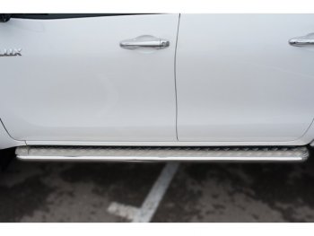 22 999 р. Широкая защита порогов с трубой диаметром 42 мм SLITKOFF v2 Toyota Hilux AN120 дорестайлинг (2016-2020)  с доставкой в г. Чебоксары. Увеличить фотографию 3