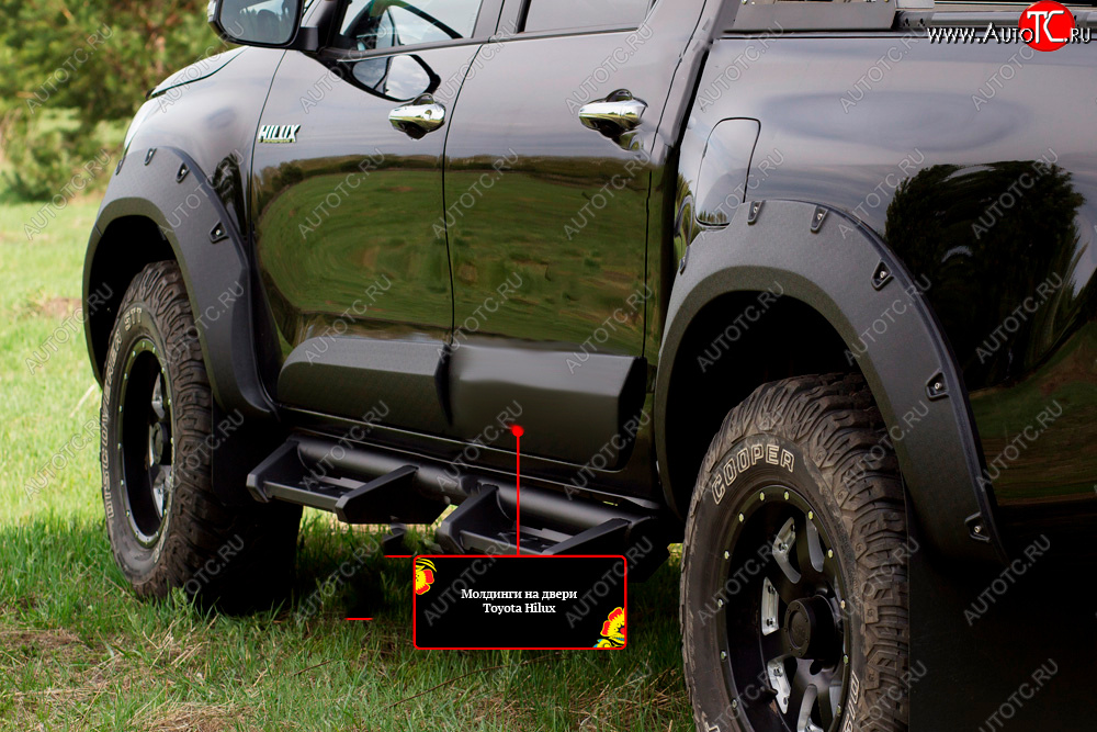 3 999 р. Молдинг двери RA (задний левый)  Toyota Hilux  AN120 (2016-2020) дорестайлинг (Поверхность шагрень)  с доставкой в г. Чебоксары