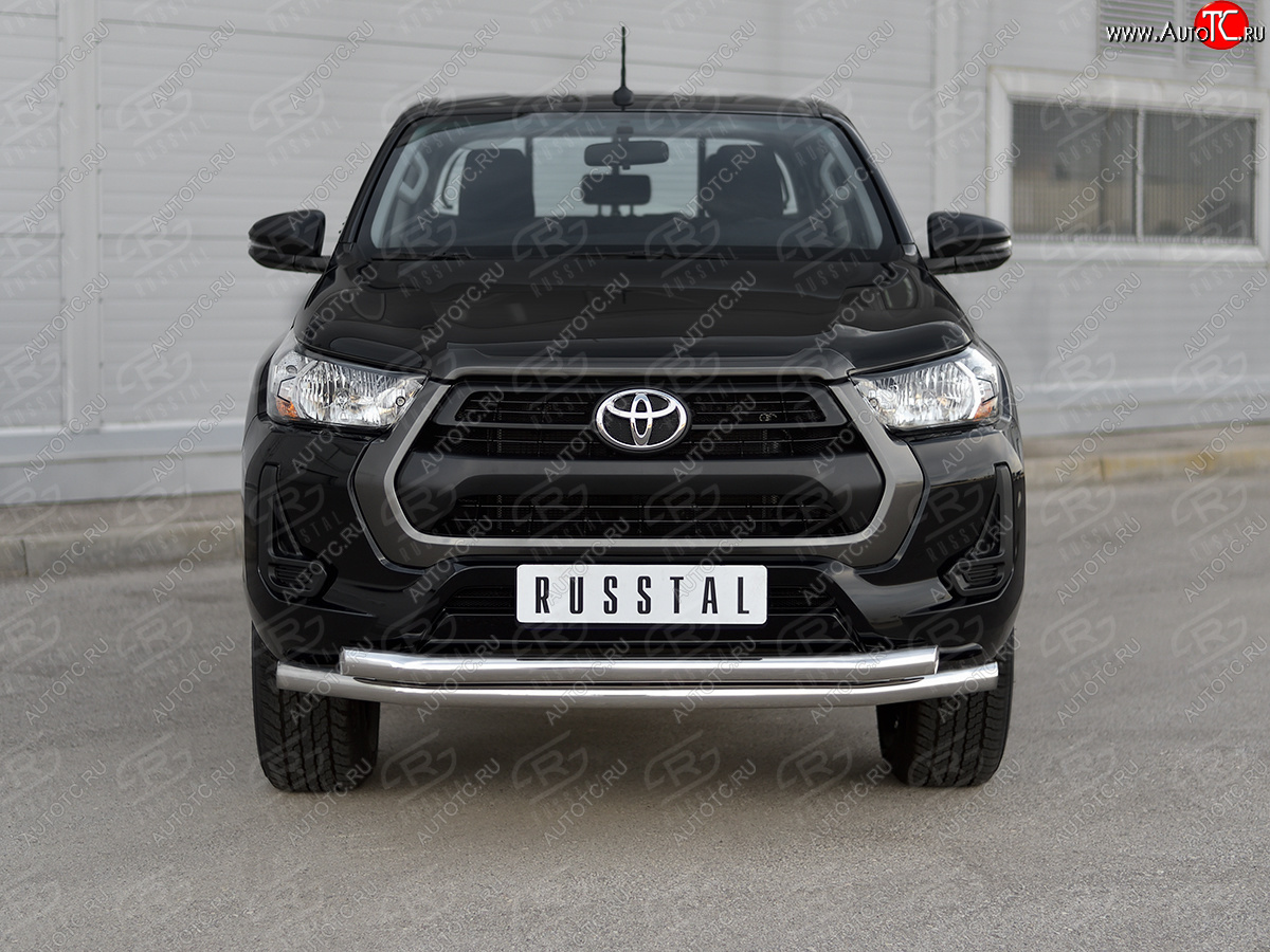 22 999 р. Защита переднего бампера (2 трубы Ø63 мм) SLITKOFF  Toyota Hilux  AN120 (2020-2025) 2-ой рестайлинг (полированная нержавейка)  с доставкой в г. Чебоксары