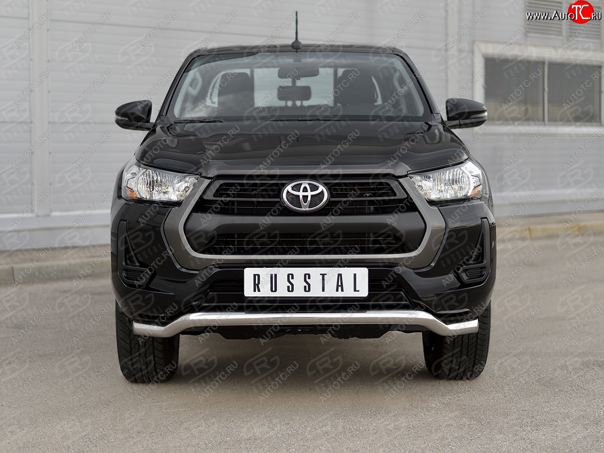 16 899 р. Защита переднего бампера (Ø63 мм волна) SLITKOFF  Toyota Hilux  AN120 (2020-2025) 2-ой рестайлинг (полированная нержавейка)  с доставкой в г. Чебоксары