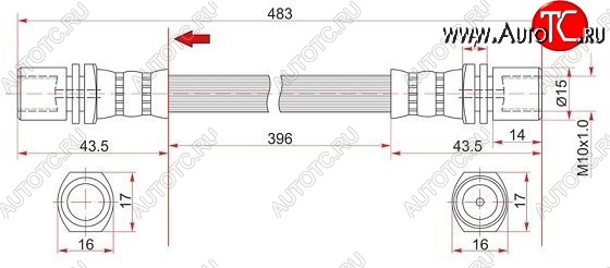 559 р. Тормозной шланг SAT (левый/правый) Toyota Hilux Surf N120,N130 5 дв. дорестайлинг (1989-1991)  с доставкой в г. Чебоксары