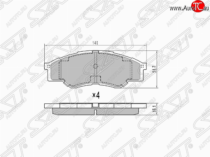 729 р. Колодки тормозные (передние) (короткая база) SAT Toyota Hilux AN10,AN20 дорестайлинг (2004-2008)  с доставкой в г. Чебоксары
